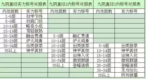 九阴称号攻略，九阴等级表插图1