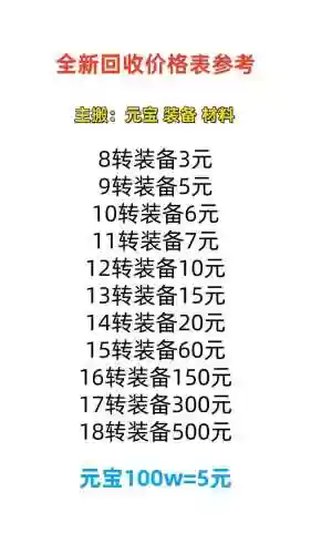 传奇装备价格回收表，传奇装备价格回收表图片插图